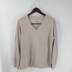 Orvis Classic V-Neck Dropped Shoulder Fleece Pullover‎ Sweatshirt Ivory Size M